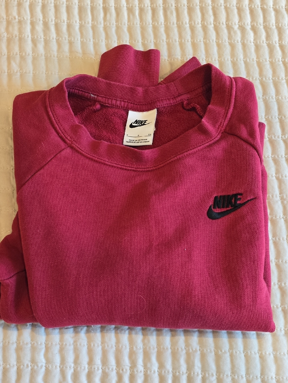 Nike Women's Crewneck Sweatshirt - Raspberry Pink with Black Logo
